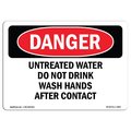 Signmission OSHA Danger, Untreated Water Do Not Drink Wash Hands, 7in X 5in Decal, 5" W, 7" L, Landscape OS-DS-D-57-L-1859